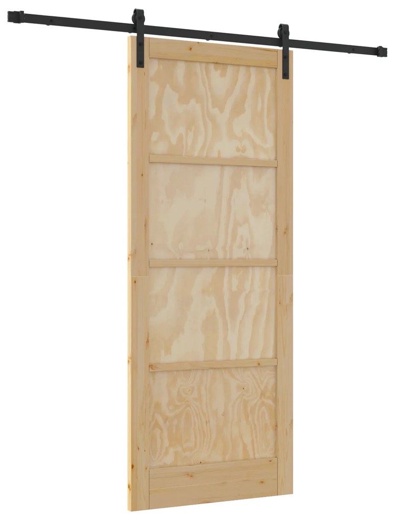 vidaXL Συρόμενη Πόρτα με Σετ Υλικών 86x211 cm Στερεό Ξύλο Πεύκο