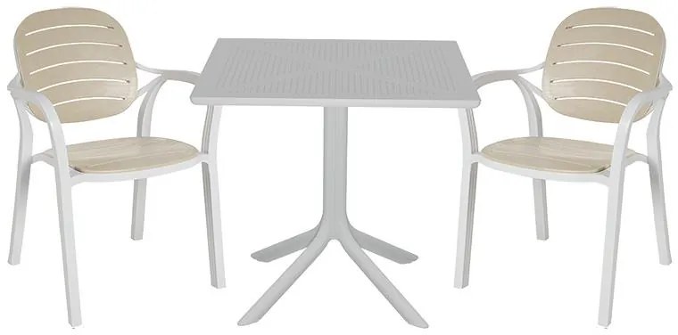 Τραπεζαρία Groovy-Gentle σετ 3τεμ PP λευκό-cappuccino 80x80x74,5εκ 80x80x74.5 εκ.