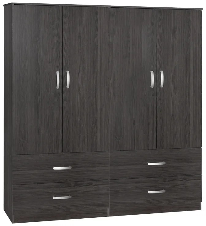 Intrahome Ντουλάπα ρούχων τετράφυλλη Zelia C Intrahome με 4 συρτάρια χρώμα wenge 158x42x180εκ | SKU: INTRAPA-350111176