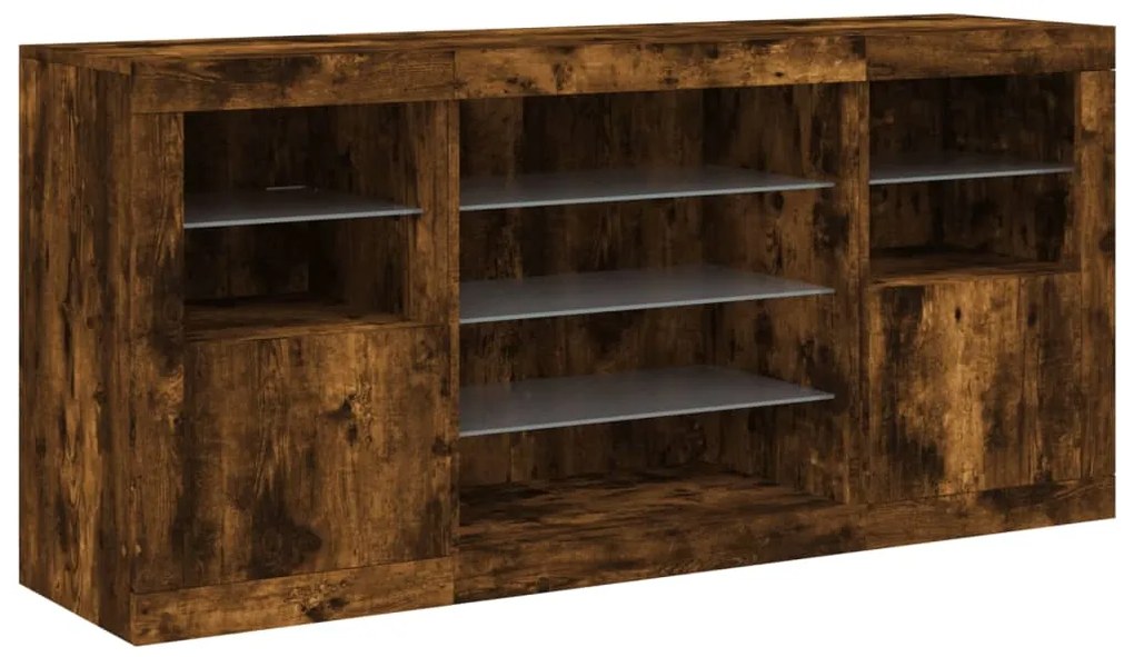 vidaXL Ντουλάπι με LED Καπνιστή Δρυς 142,5x37x67 εκ.