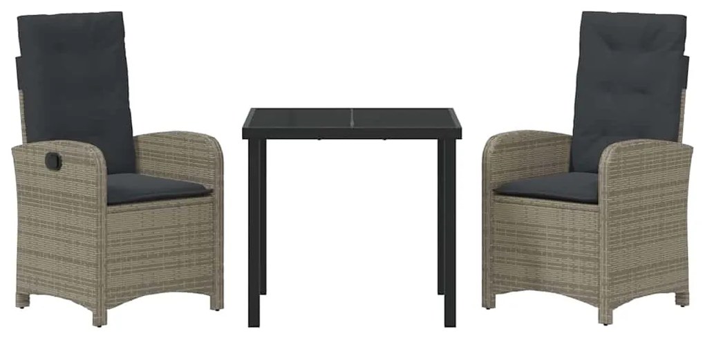 vidaXL Σέτ φαγητού για κήπο 3 pcs Γκρι συνθετικό ρατάν
