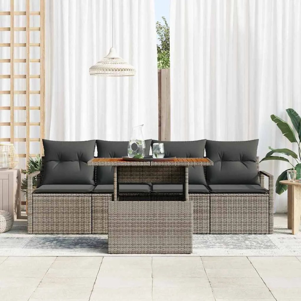 vidaXL Σετ Καναπέ Κήπου με μαξιλάρι 5 pcs Γκρι 100 x 55 x 73 εκ