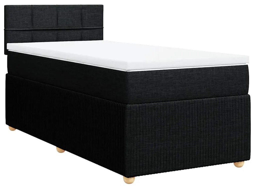 vidaXL Κρεβάτι Boxspring με Στρώμα Μαύρο 90x200 εκ. Υφασμάτινο