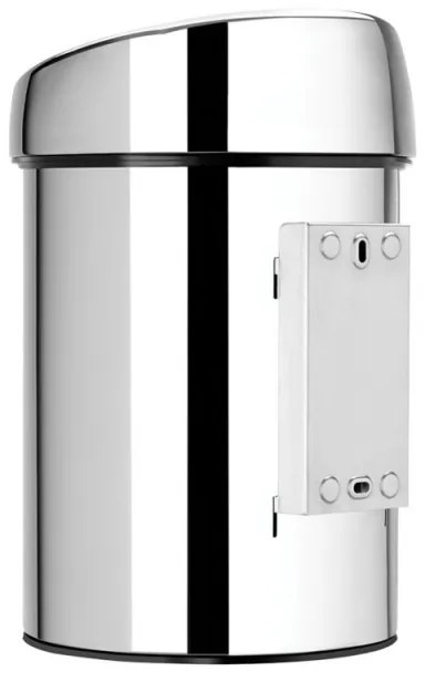 Κάδος Brabantia Touch Bin 647210, 3 L, Ομαλό και αθόρυβο άνοιγμα, Επιτοίχια τοποθέτηση, Λαμπερό ανοξείδωτο ατσάλι