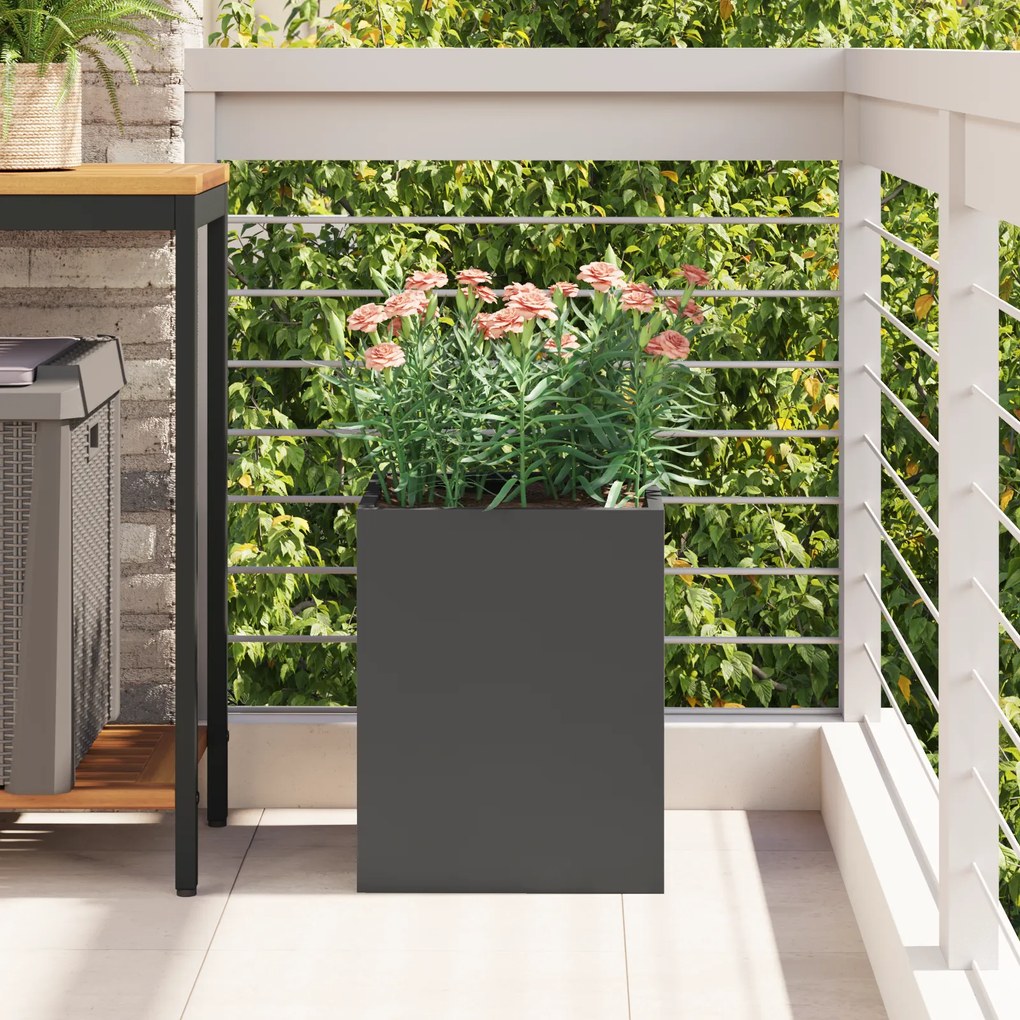 vidaXL Γλάστρα Κήπου Μαύρο 32 x 32 x 40 εκ. Κρύα έλαση από χάλυβα