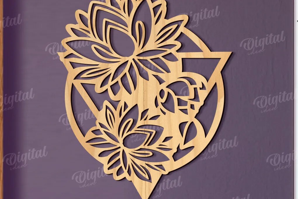 Intra απο ξύλο plywood  Χρώμα wenge 3mm-4mm πάχος - Floral διακόσμηση τοίχου Δίασταση 30x20 cm INTRAFABR-111650561