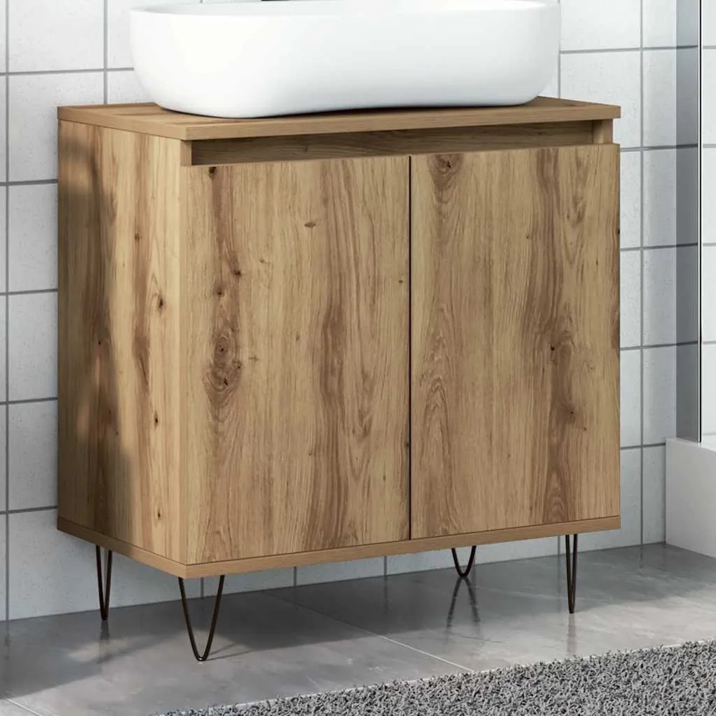 vidaXL Ντουλάπι Μπάνιου Δρυς τεχνίτης 58 x 33 x 60 εκ από Επεξεργ Ξύλο