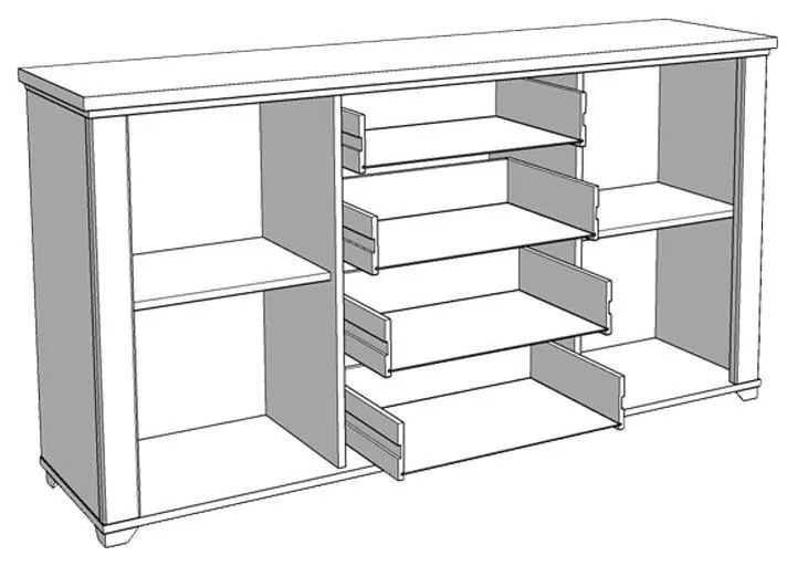 Κομότα - Μπουφές Valencia 3K4F Λευκό - Artisan Oak 161x41x85,5 εκ. 161x41x85.5 εκ.