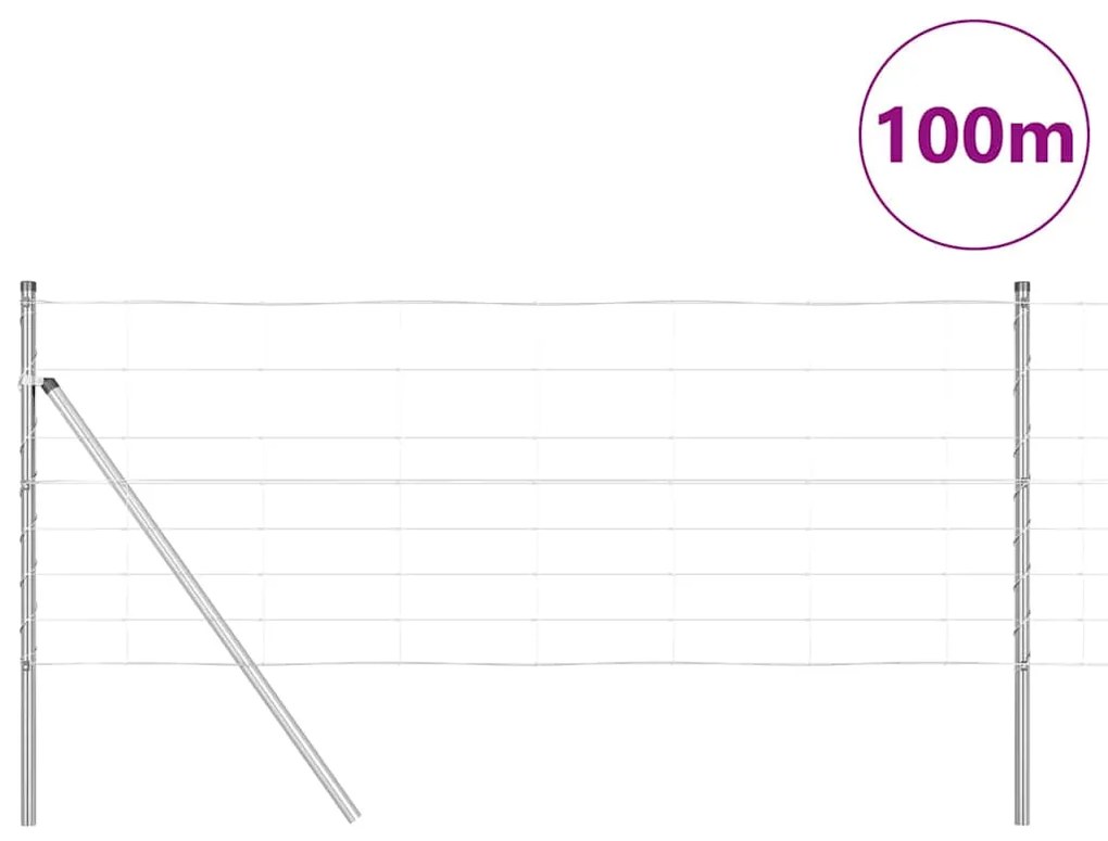 vidaXL Περίφραξη αγρού Ασημί 100 x 0.8 μ Γαλβανισμένος χάλυβας