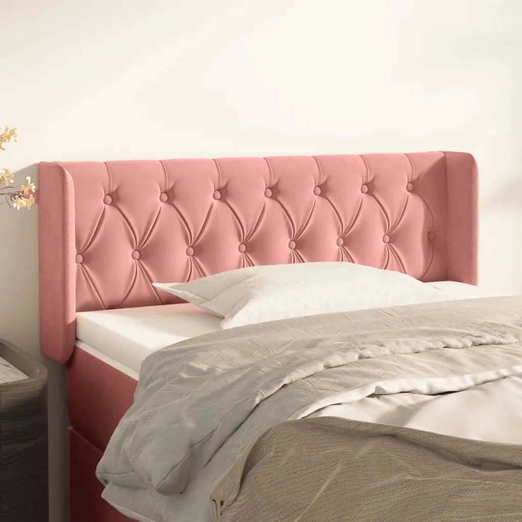 vidaXL Κεφαλάρι με Πτερύγια Ροζ 93x16x78/88 εκ. Βελούδινο