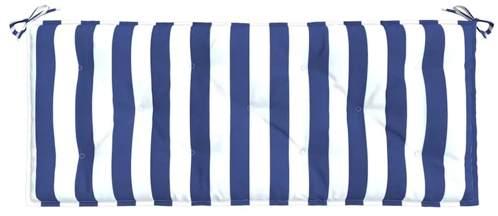 vidaXL Μαξιλάρια Πάγκου 2 τεμ. Μπλε &amp; Λευκό Ριγέ 120x50x7εκ Υφασμάτινα