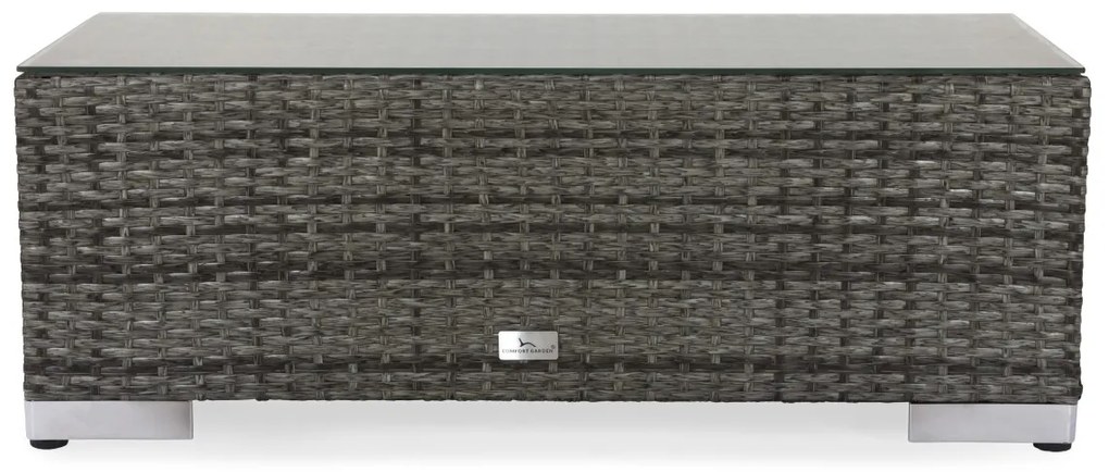 Τραπεζάκι εξωτερικού χώρου Comfort Garden 1379, 32x38x90cm, Γκρι, Επεξεργασμένο γυαλί, Πλαστικό ψάθινο