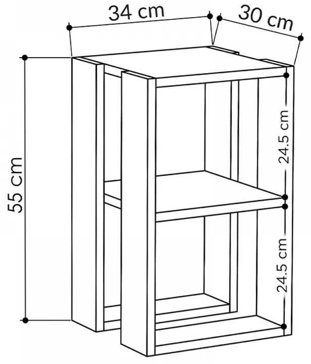 Κομοδίνο - τραπεζάκι βοηθητικό Lonie Megapap χρώμα sapphire oak 34x30x55εκ.