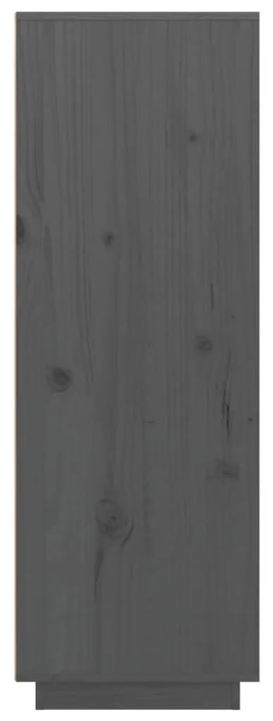 vidaXL Ντουλάπι Ψηλό Γκρι 60x40x116,5 εκ. από Μασίφ Ξύλο Πεύκου