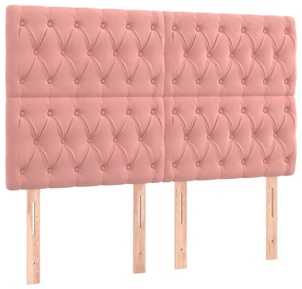 vidaXL Κεφαλάρι Ροζ Βελούδινο 160x7x118/128 εκ.