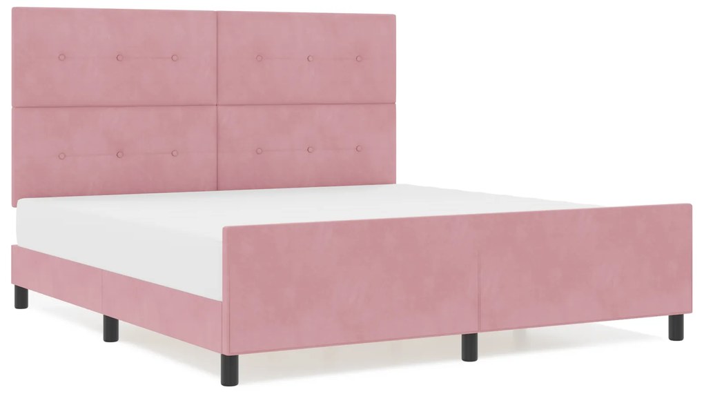 vidaXL Σκελετός Κρεβατιού με κεφαλάρι Ροζ 180 x 200 cm Βελούδο