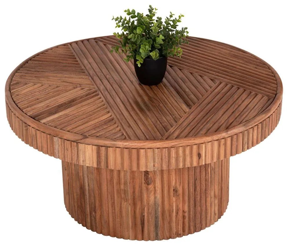 Τραπέζι Σαλονιού Στρογγυλό Ranne HM9694 Φ80x38cm Από Μασίφ Ξύλο Ακακία Natural Ξύλο