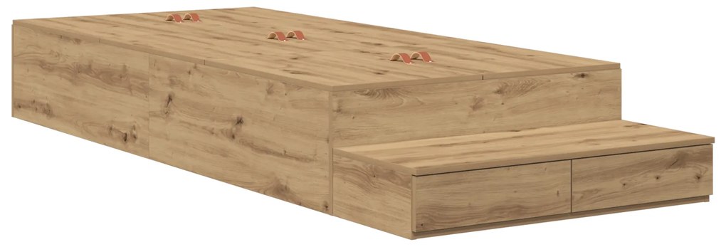 vidaXL Κρεβάτι αποθήκευσης από δρυς Artisan 100x200 εκ