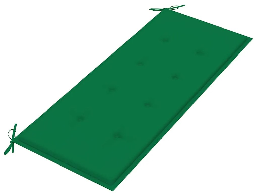 vidaXL Παγκάκι Batavia 120 εκ. από Μασίφ Ξύλο Teak με Πράσινο Μαξιλάρι