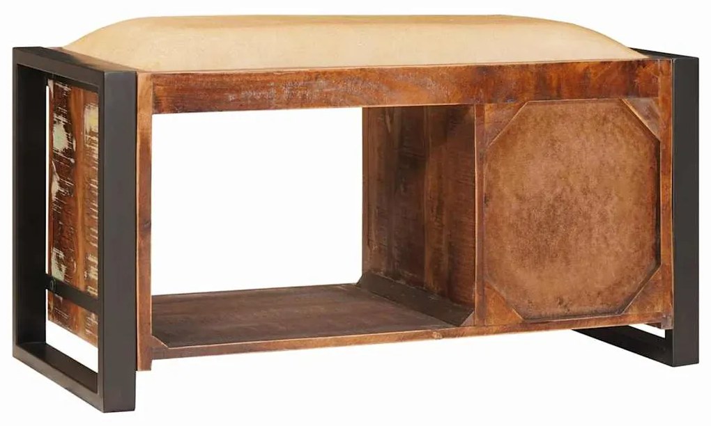 vidaXL Παγκάκι με αποθήκευση Πολύχρωμο Μασίφ ανακυκλωμένο ξύλο