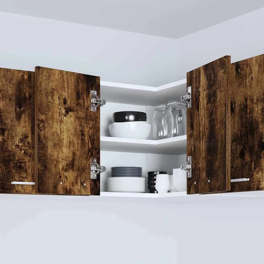 vidaXL Κρεμαστό ντουλάπι με αποθήκευση Riga Καπνιστός Δρυς και Λευκό