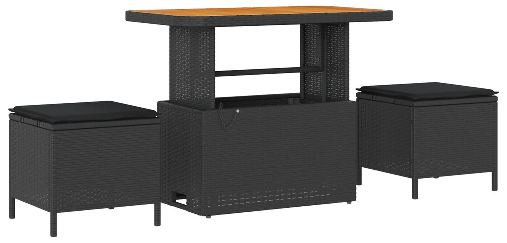 vidaXL Σετ Καναπέ Κήπου με μαξιλάρι με μαξιλάρι 10 pcs Μαύρο Πολυ ράταν