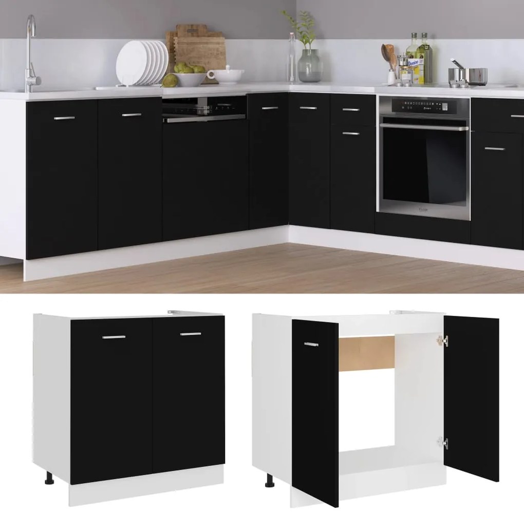 vidaXL Ντουλάπι Νιπτήρα "Lyon" Μαύρο 80x46x81,5 εκ. από Τεχνητό Ξύλο