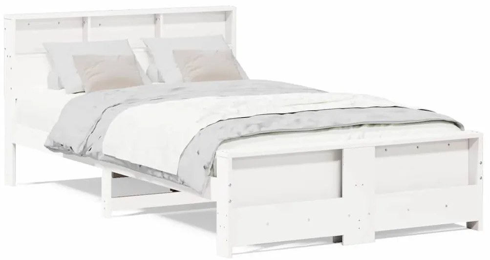 vidaXL Σκελετός Κρεβατιού Λευκό 140 x 190 cm Μασίφ ξύλο πεύκου