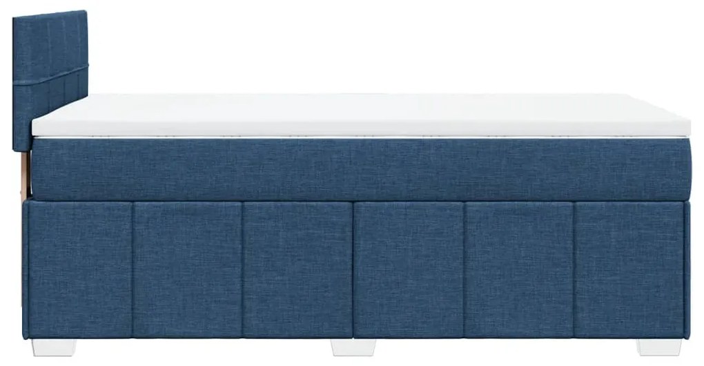 vidaXL Κρεβάτι Boxspring με Στρώμα Μπλε 90x190 εκ.Υφασμάτινο