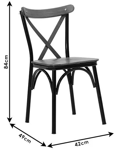 Καρέκλα Alora ξύλο καρυδί-μαύρο πόδι 42x49x84 εκ.