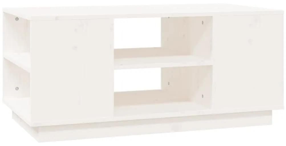 Τραπεζάκι Σαλονιού Λευκό 90x49x40,5 εκ. από Μασίφ Ξύλο Πεύκου - Λευκό