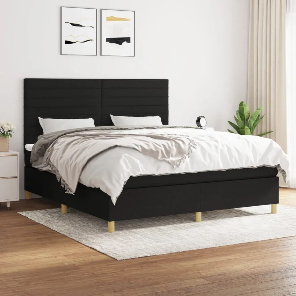 ΚΡΕΒΑΤΙ BOXSPRING ΜΕ ΣΤΡΩΜΑ ΜΑΥΡΟ 180X200 ΕΚ. ΥΦΑΣΜΑΤΙΝΟ 3142435