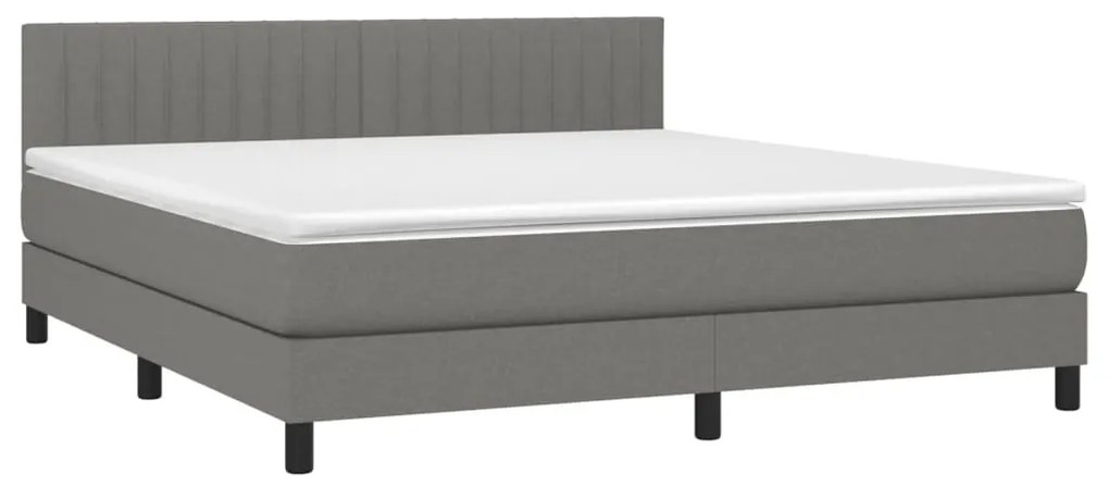 vidaXL Κρεβάτι Boxspring με Στρώμα Σκούρο Γκρι 160x200 εκ Υφασμάτινο