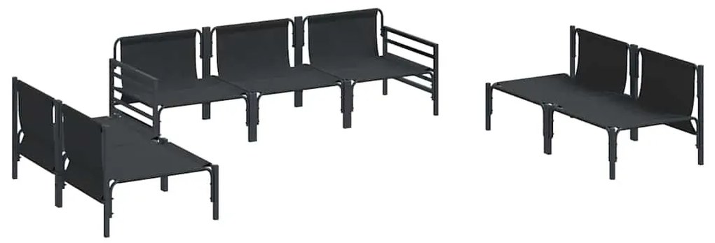 vidaXL Σετ Καναπέ Κήπου με μαξιλάρι 7 pcs Μαύρο Ατσάλι