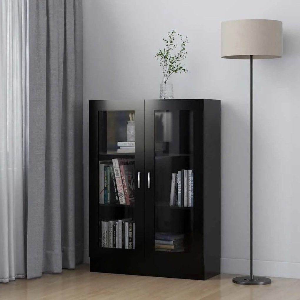 vidaXL Βιτρίνα Μαύρη 82,5 x 30,5 x 115 εκ. Επεξ. Ξύλο