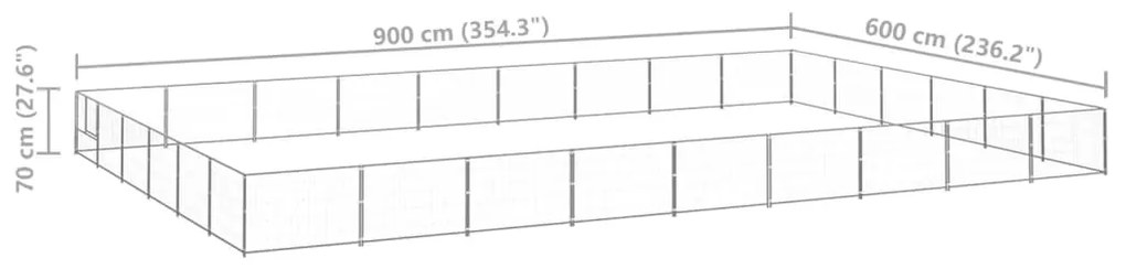 vidaXL Σπιτάκι Σκύλου Ασημί 54 μ² Ατσάλινο