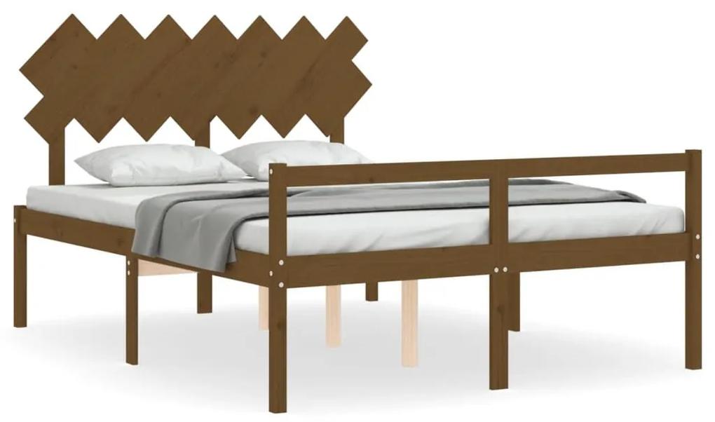 Κρεβάτι Ηλικιωμένου με Κεφαλάρι 140 x 200 εκ. Μελί Μασίφ Ξύλο - Καφέ