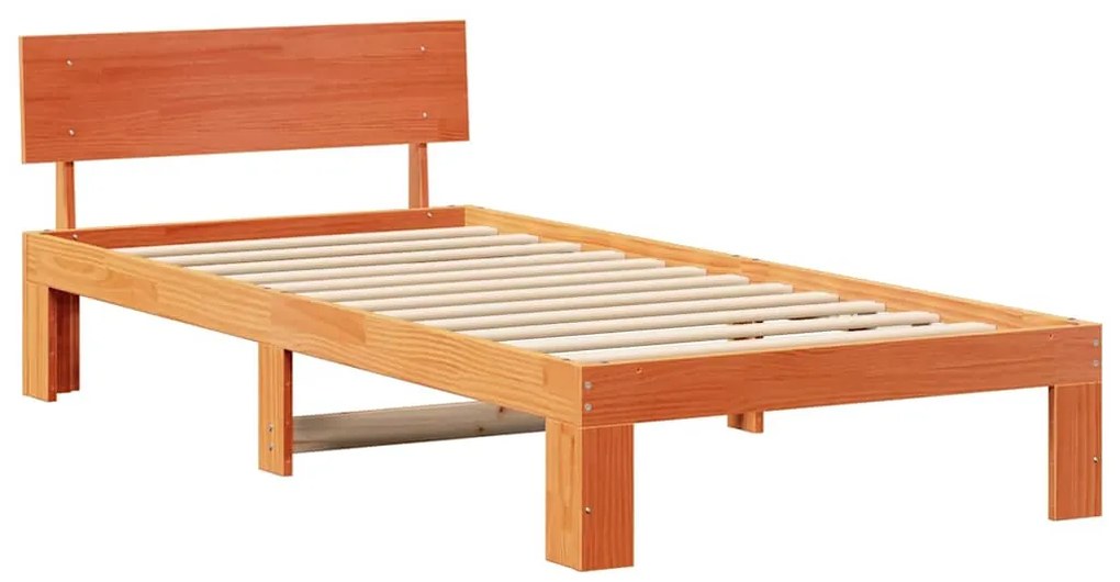 vidaXL Σκελετός Κρεβατιού Καφέ 90 x 200 cm Μασίφ ξύλο πεύκου