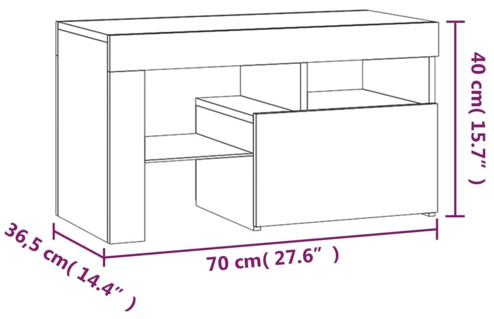 Κομοδίνα 2 τεμ. με LED Μαύρο 70 x 36,5 x 40 εκ. - Μαύρο