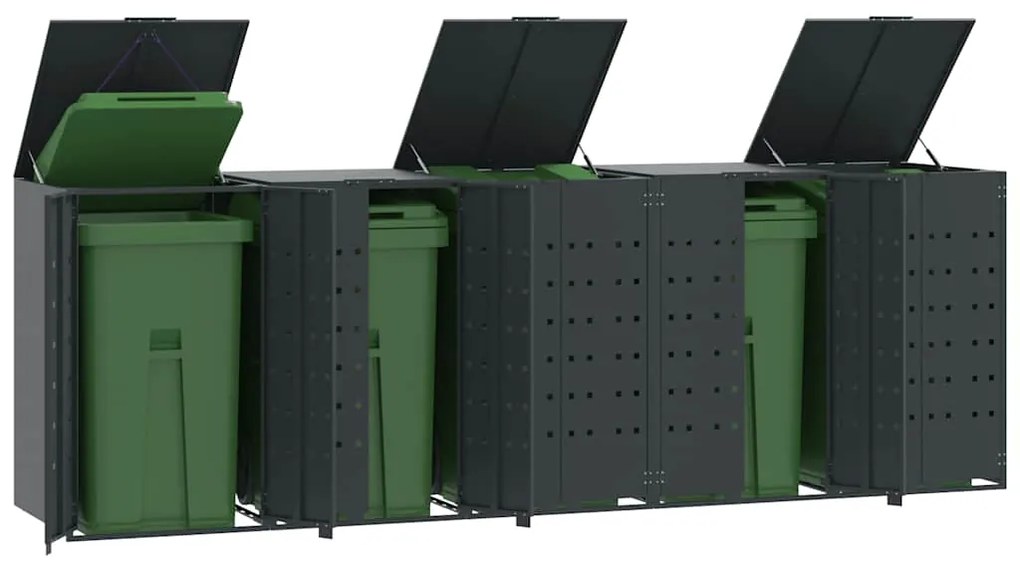 vidaXL Πλαίσιο Κάδων Απορριμμάτων 5 Κάδοι Ανθρακί 345x79x117 εκ Ατσάλι