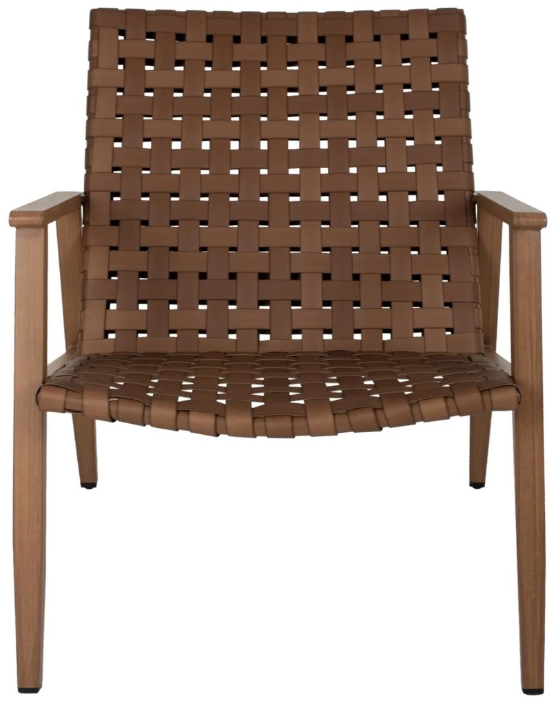 Πολυθρόνα FELIPE C5868.01 Μεταλλική Όψη Ξύλου με Rattan Δερμάτινη Όψη 63,5x75,5x77εκ. 63.5x75.5x77 εκ.
