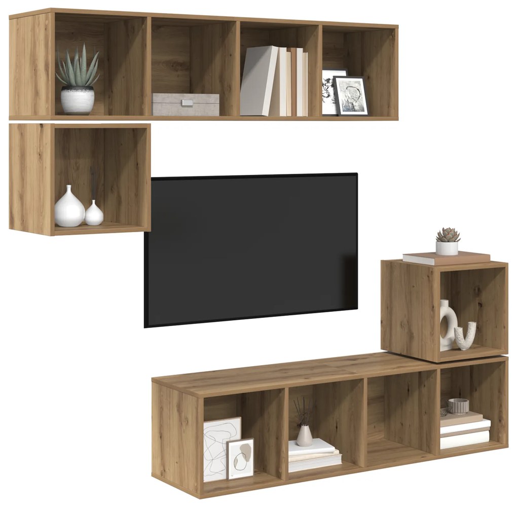 vidaXL Σετ επίπλου τηλεόρασης 4 pcs artisan δρυς 37 x 37 x 142.5 εκ
