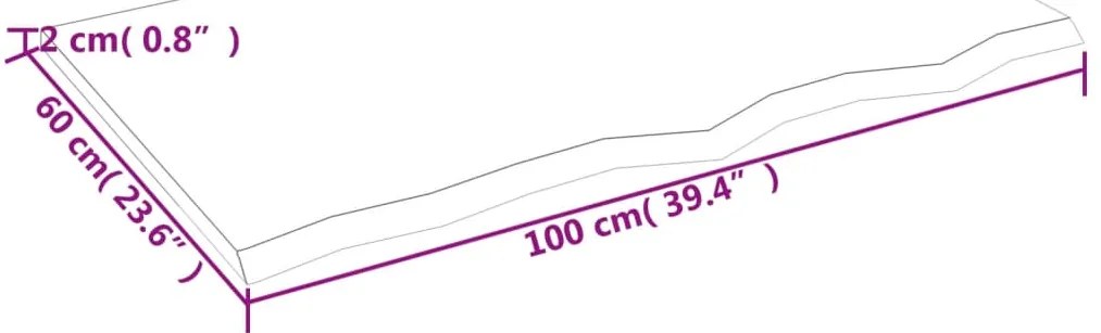 vidaXL Πάγκος Μπάνιου 100 x 60 x 2 εκ. από Ακατέργαστο Μασίφ Ξύλο