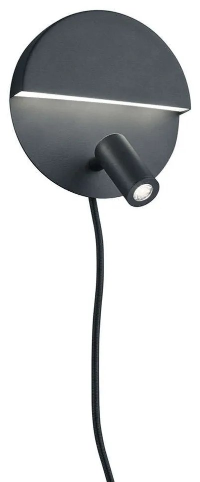 Φωτιστικό Τοίχου-Απλίκα Led Mario 600Lm, 200Lm 16cm Black Mat-White 222370232 Trio Lighting Metal,Acrylic