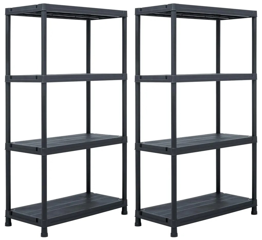 vidaXL Ραφιέρες 2 τεμ. Μαύρες 60 x 30 x 138 εκ. Πλαστικές