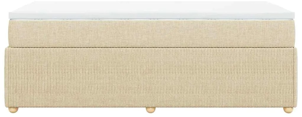 vidaXL Κρεβάτι Boxspring με Στρώμα Κρεμ 90x200 εκ.Υφασμάτινο