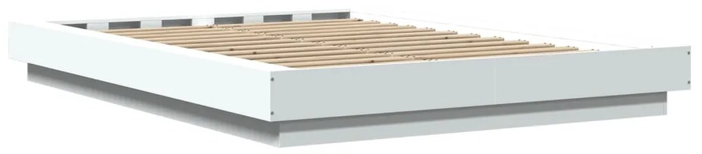 vidaXL Πλαίσιο Κρεβατιού με Φώτα LED Λευκό 120x200 εκ.Επεξ. Ξύλο