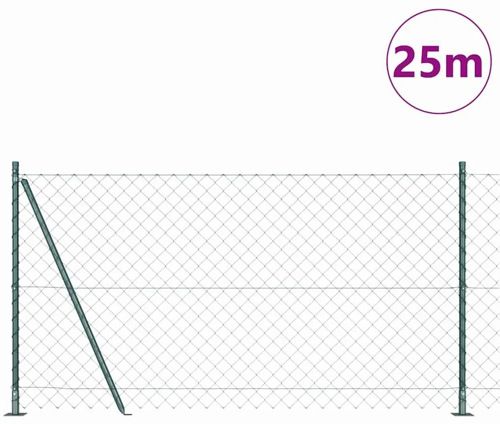 vidaXL Φράκτης από αλυσίδα με στύλους Ασημί 25 x 1.2 μ Ατσάλι