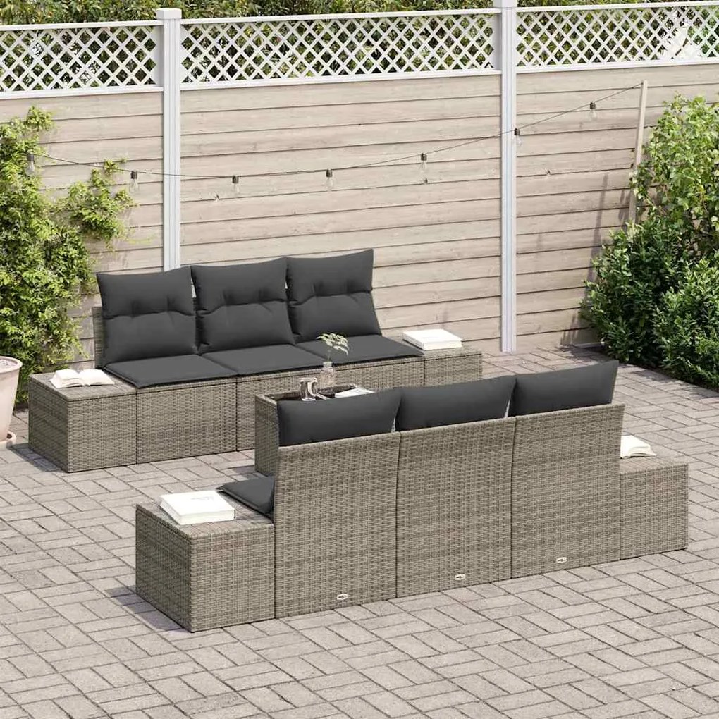 vidaXL Σετ Καναπέ Κήπου με μαξιλάρι 7 pcs Γκρι 55 x 55 x 37 εκ