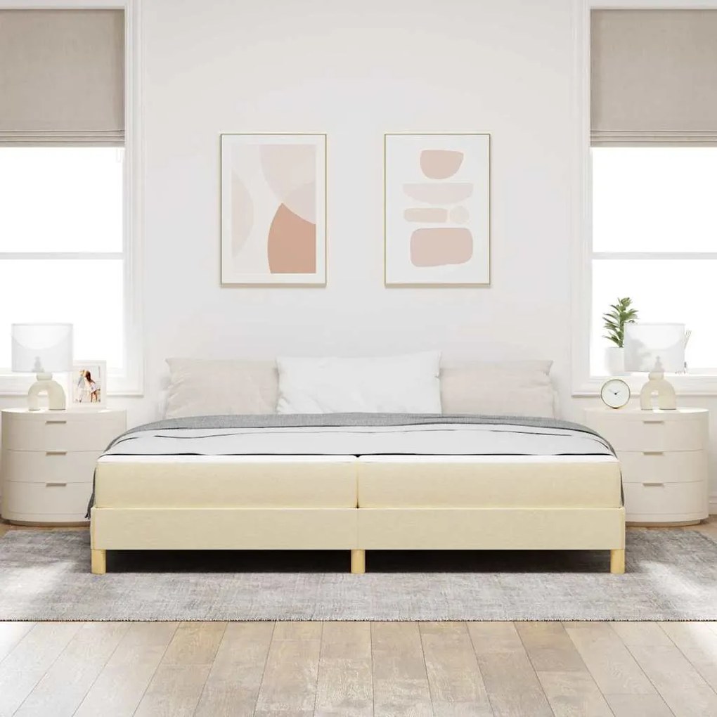 vidaXL Κρεβάτι με ελατήρια Κρέμα, Καφέ 200 x 200 cm